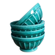 Emerald green glazed ceramic ribbed bowls