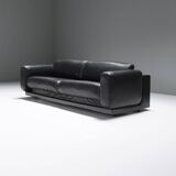 Rare Vintage Gradual lounge sofa in black leather by Cini Boeri for Knoll