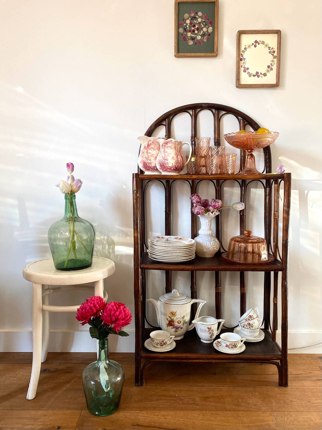 Vintage rattan bookcase