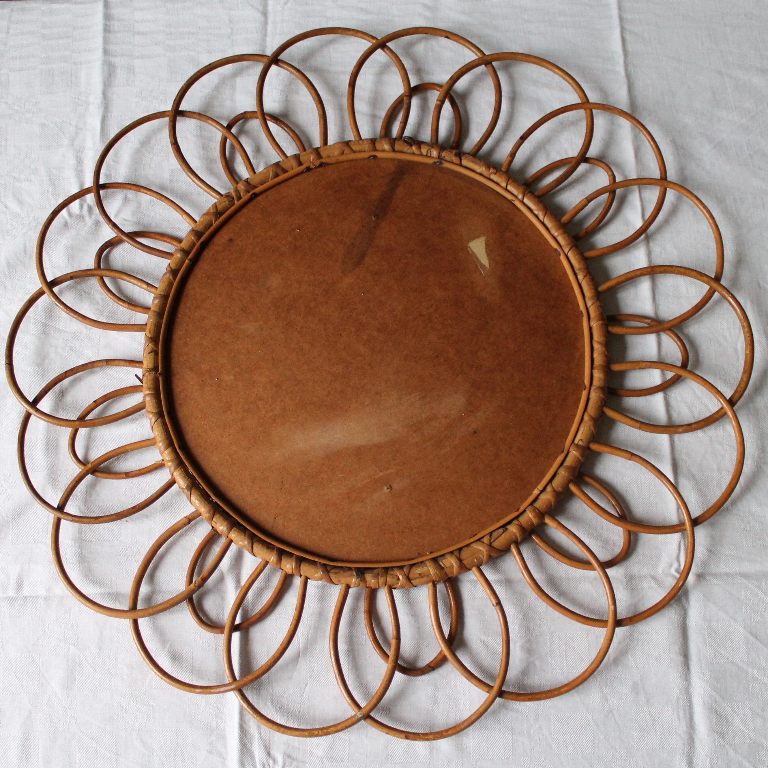 Rattan mirror of the 70's - 60cm