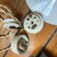 Antique opaline suspension, raised and lowered
