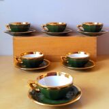 Set of green and gold apilco bistro cups