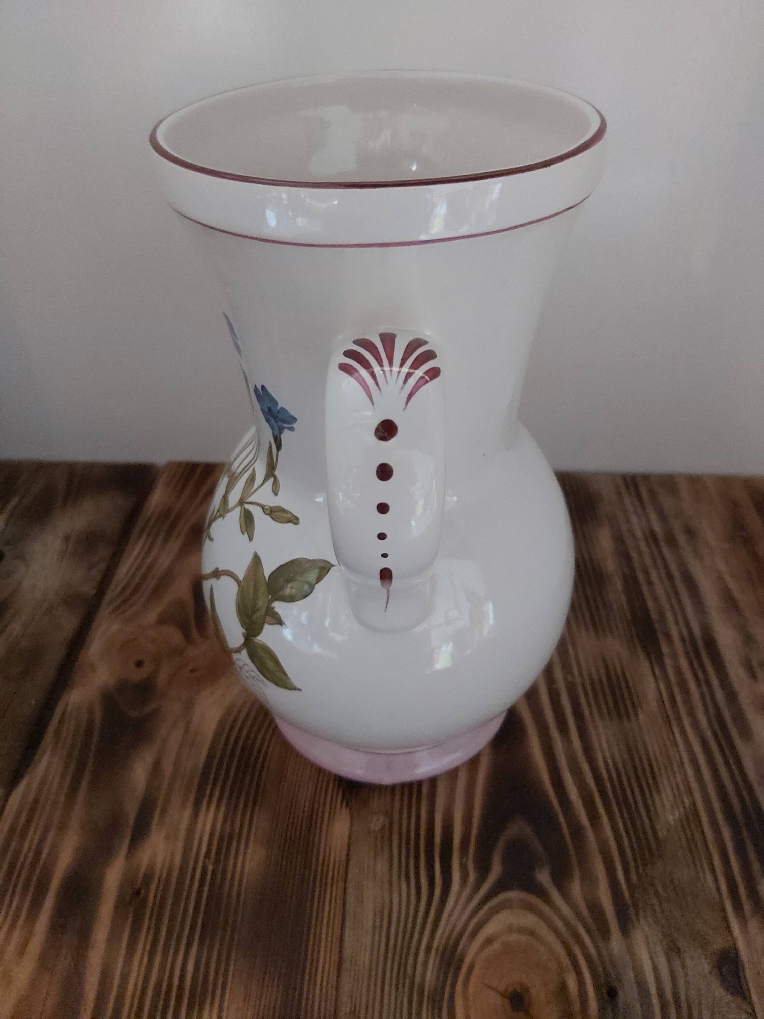 Vase 2 anses KG Luneville motif fleurs bleues