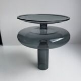 Diabolo design candle holder in vintage smoked glass