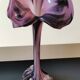 Elegant Large vase, Murano/Italy. Floral/Calla shape collar. Decorated with scrolls/lilac/plum waves. High 43 cm