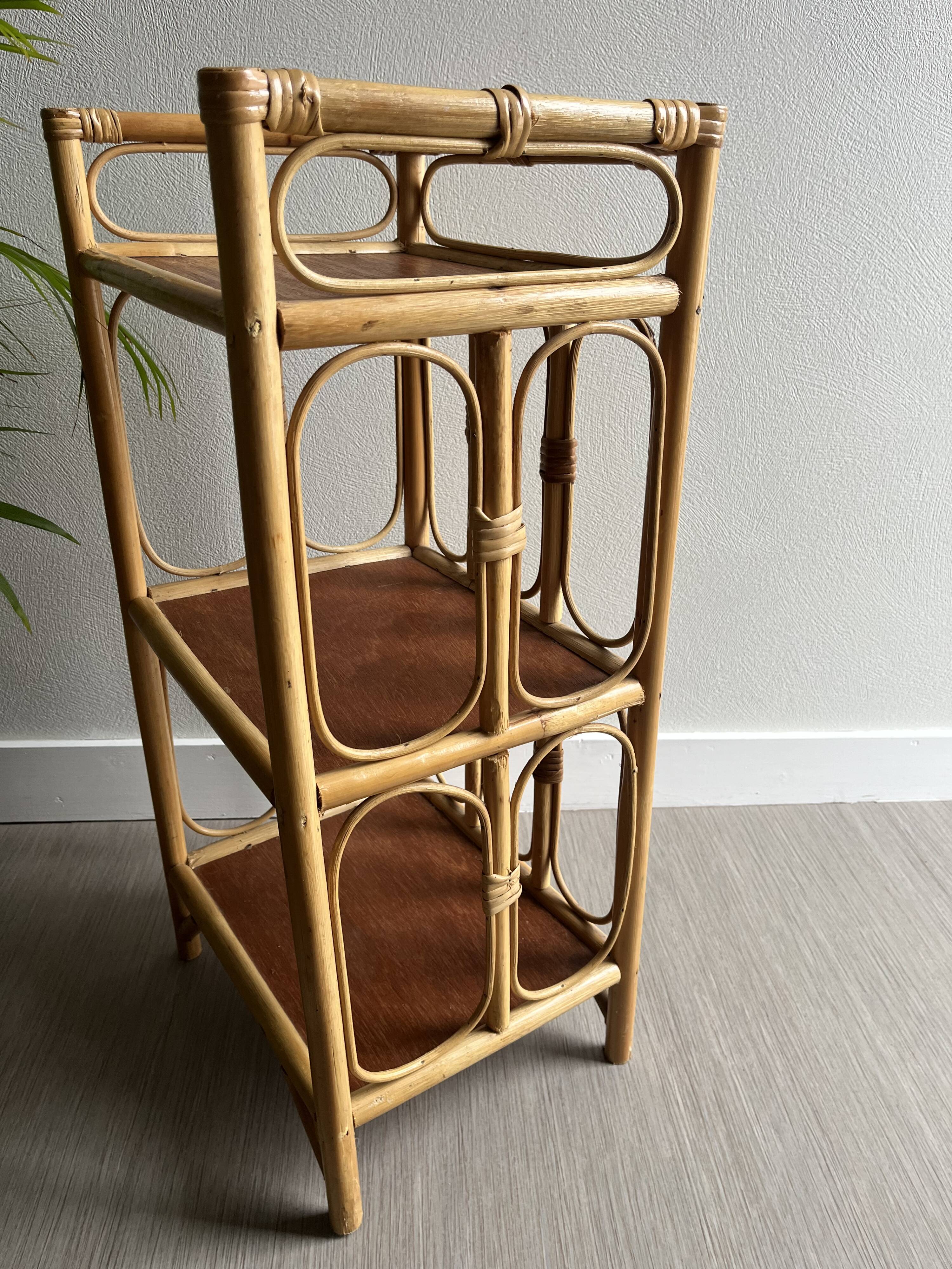 Vintage rattan bedside shelf