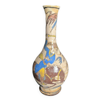 Iran, polychrome ceramic vase with horseman decoration, 9th century