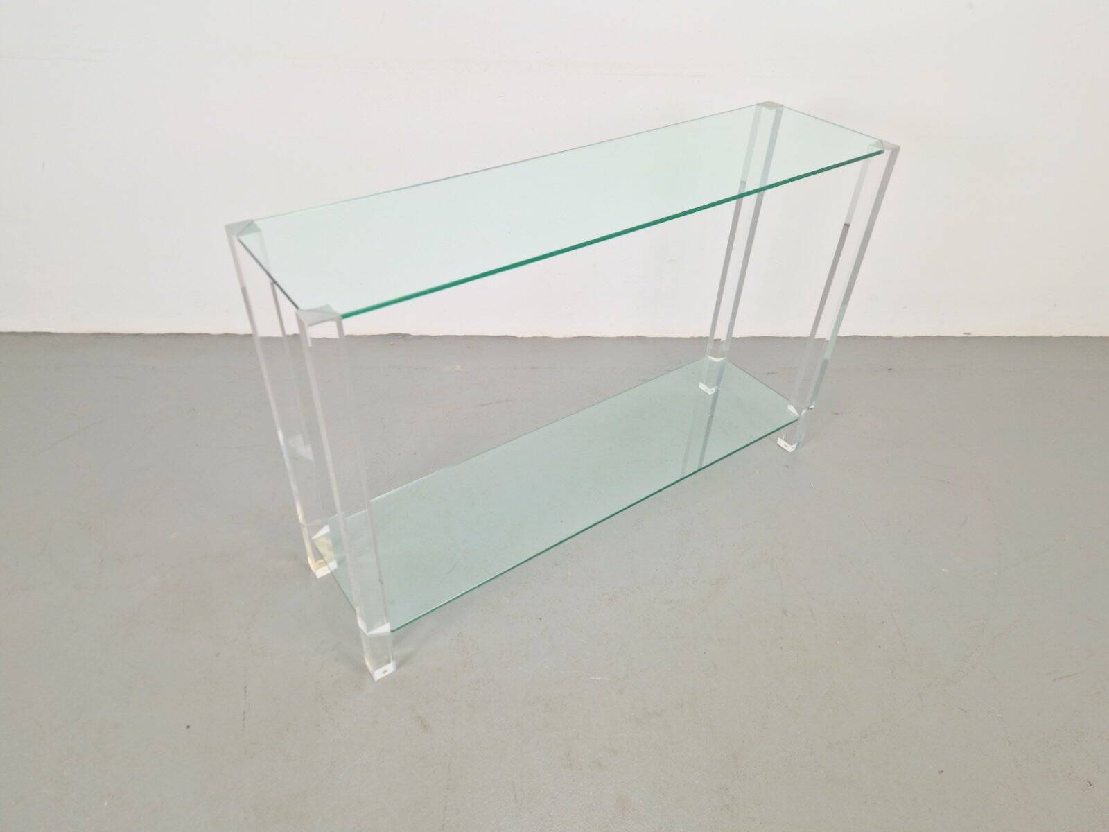 Table console en verre et acrylique The Hague de Bor Design, années 1990.