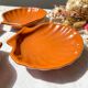 4 Vintage Coquilles St Jacques Céramique Emile Henry moucheté Made in France 1950