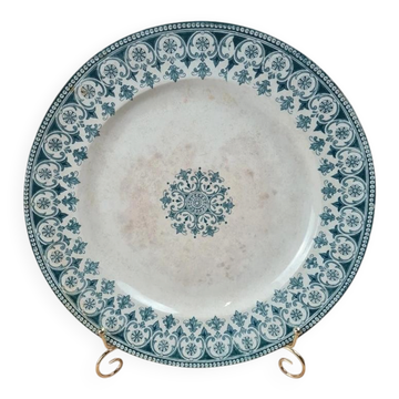 Grand plat ancien Badonvilliers décor Turc bleu vert 🌿