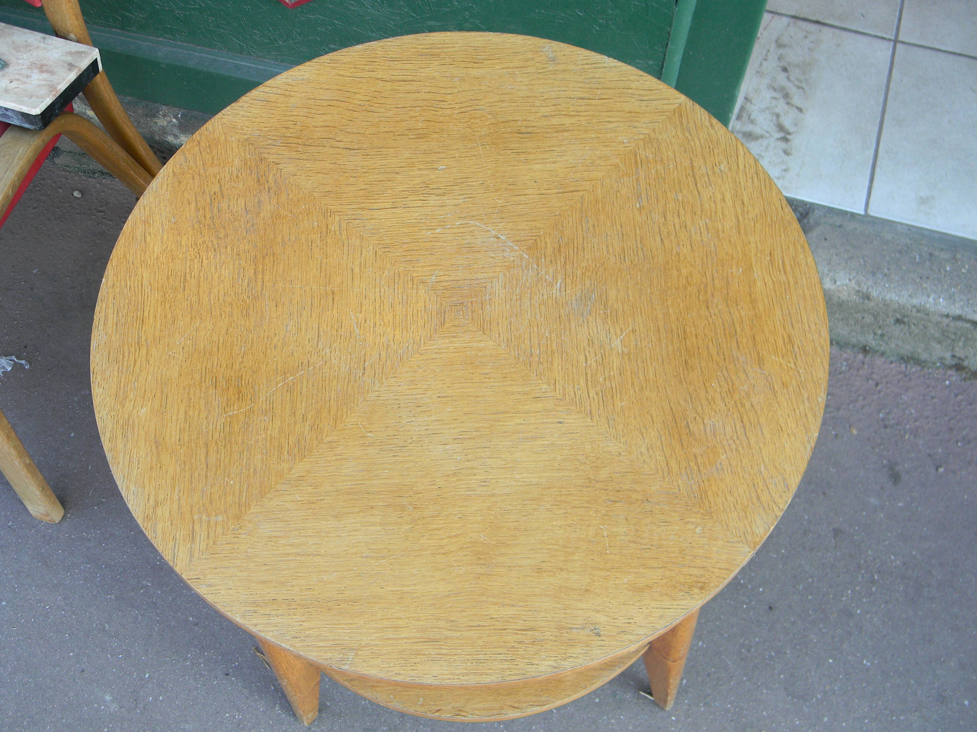 Round coffee table Compass legs 60s in Wood