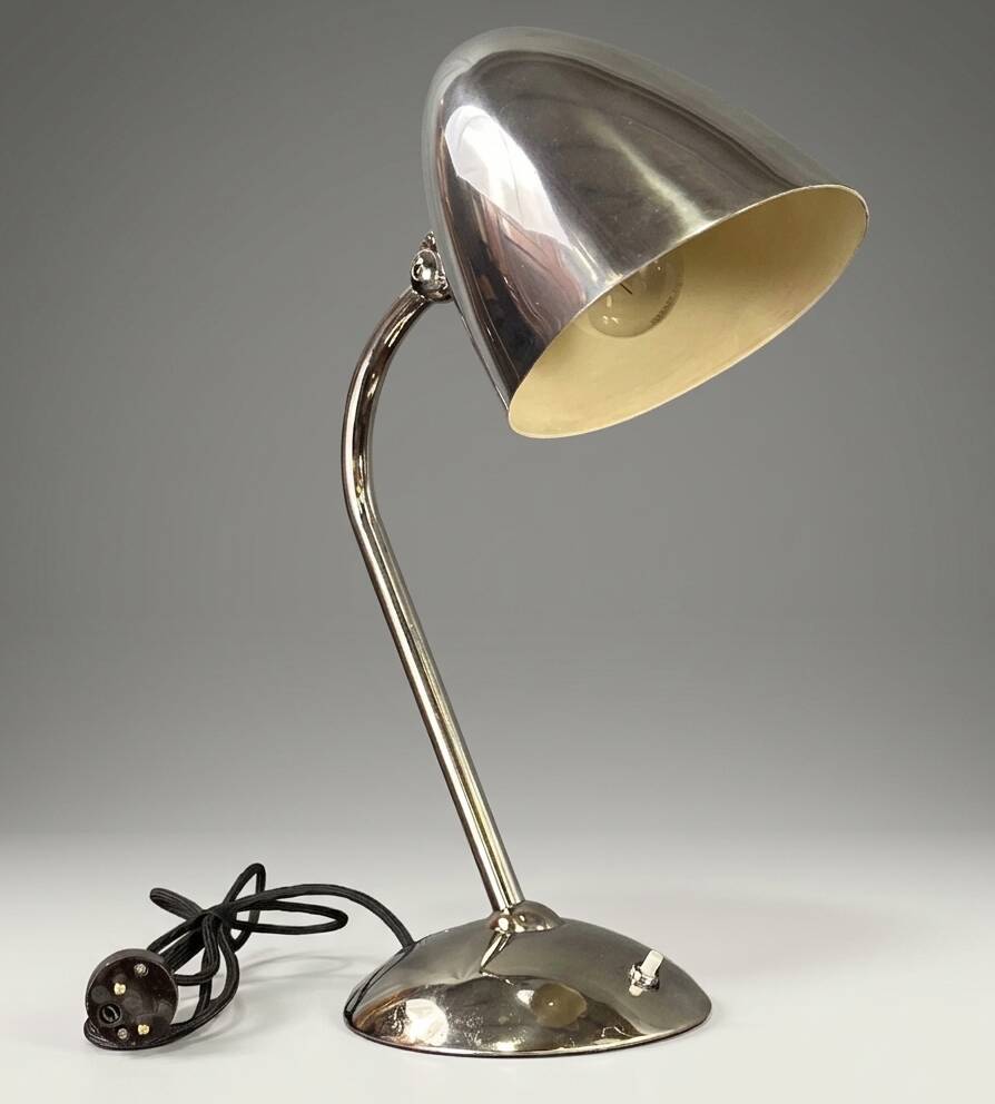 Art Deco table lamp nickel-plated metal Franta Anýž 1930s