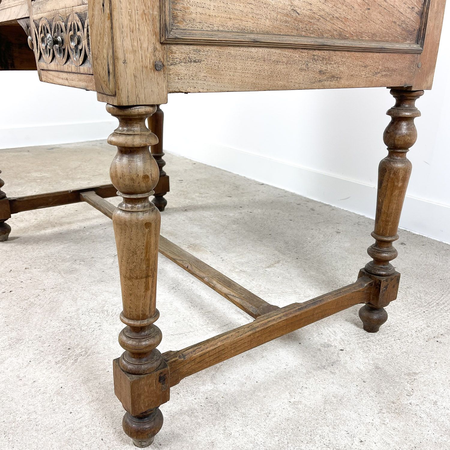 Antique carved oak breton desk France 19th century