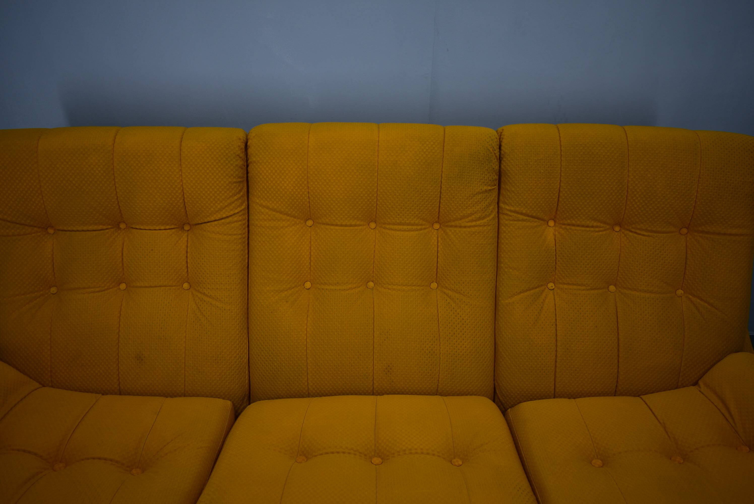 20th century, yellow Atlantis three-seater sofa, 1960s