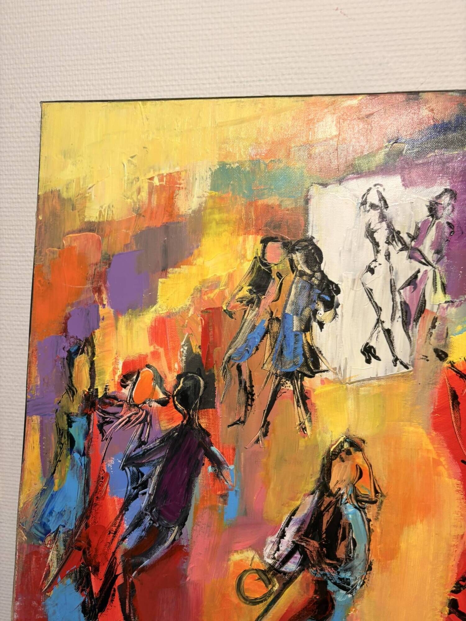 Oil Painting Canvas Deloison Abstract Jazz Musician Dance Party