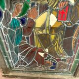 Stained glass panel representing a nineteenth century coronation