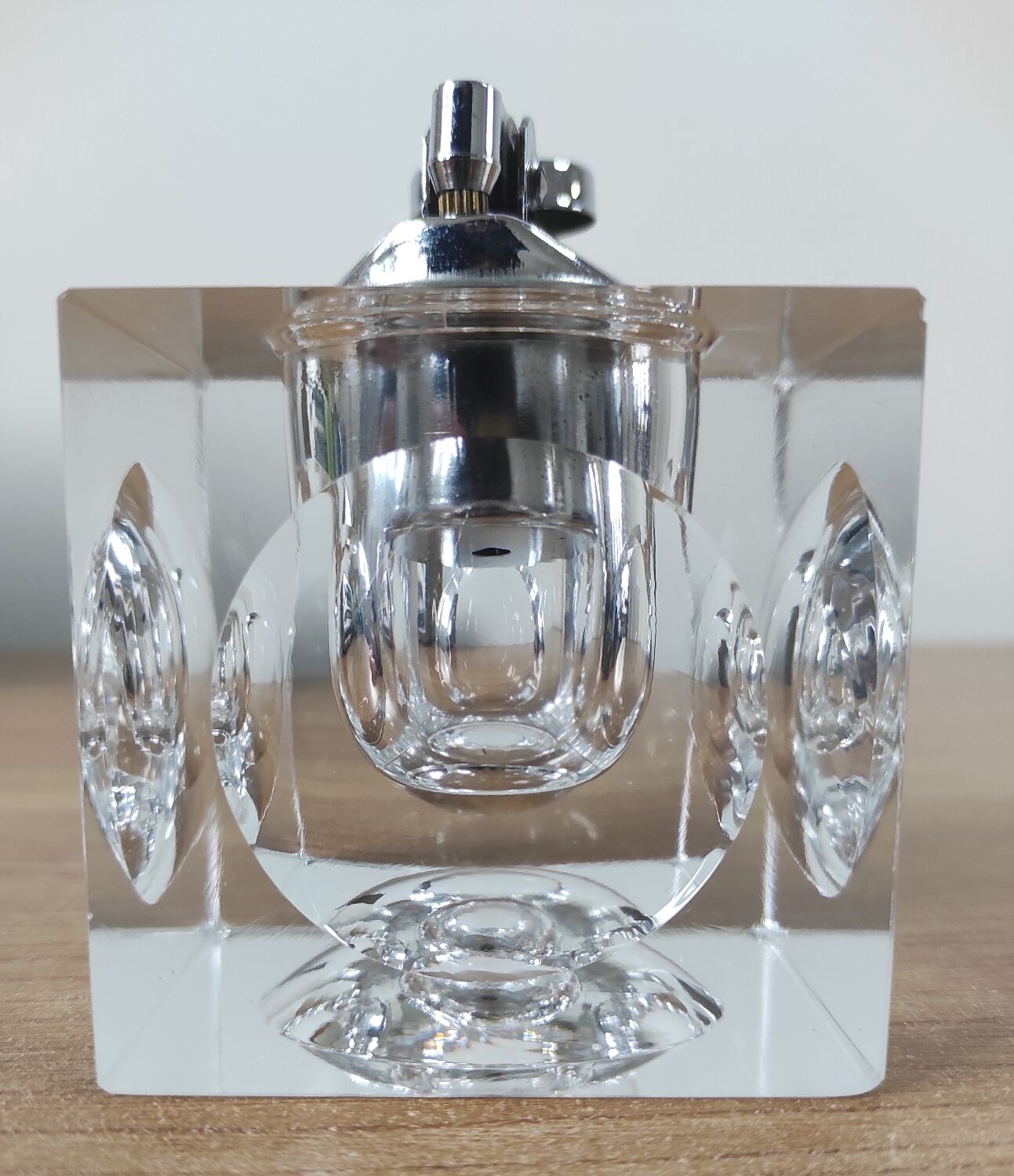 70s glass cube table lighter