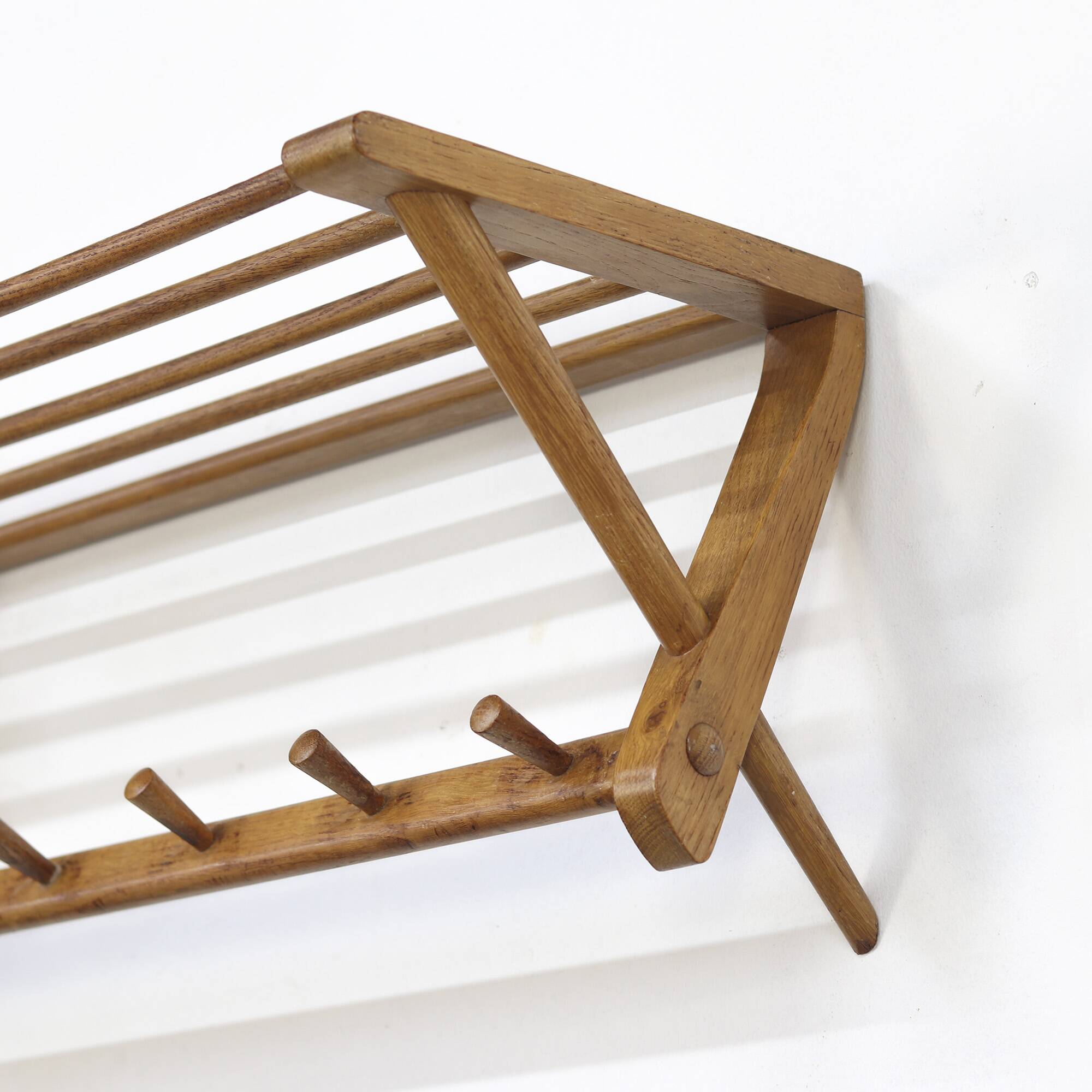 Vintage Mid-Century Design Coatrack from Oak