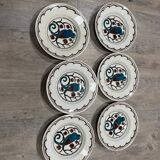 Set of 6 art deco plates