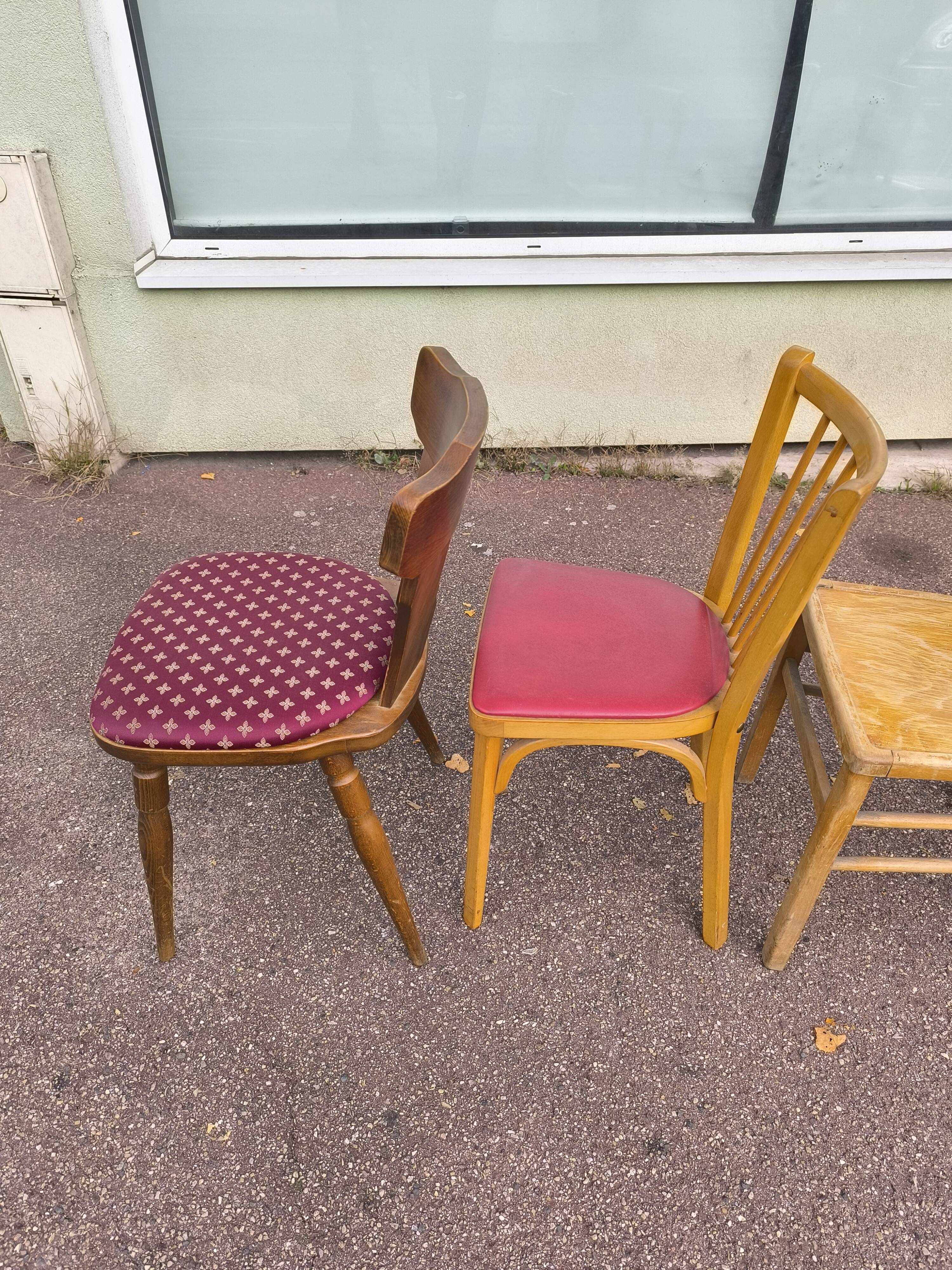 set of 6 mismatched vintage bistro chairs - wood