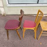 set of 6 mismatched vintage bistro chairs - wood