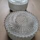 Pair of vintage wall-mounted ceiling lights - pressed glass "diamond point" -