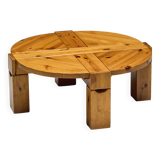 Table basse brutaliste en pin, Suède, années 1970