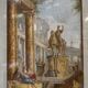 Watercolor on orchard paper, animated ruins with equestrian statue, 18th century