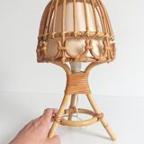 Midcentury Bamboo and Rattan Table Lamp, Attributed to Louis Sognot