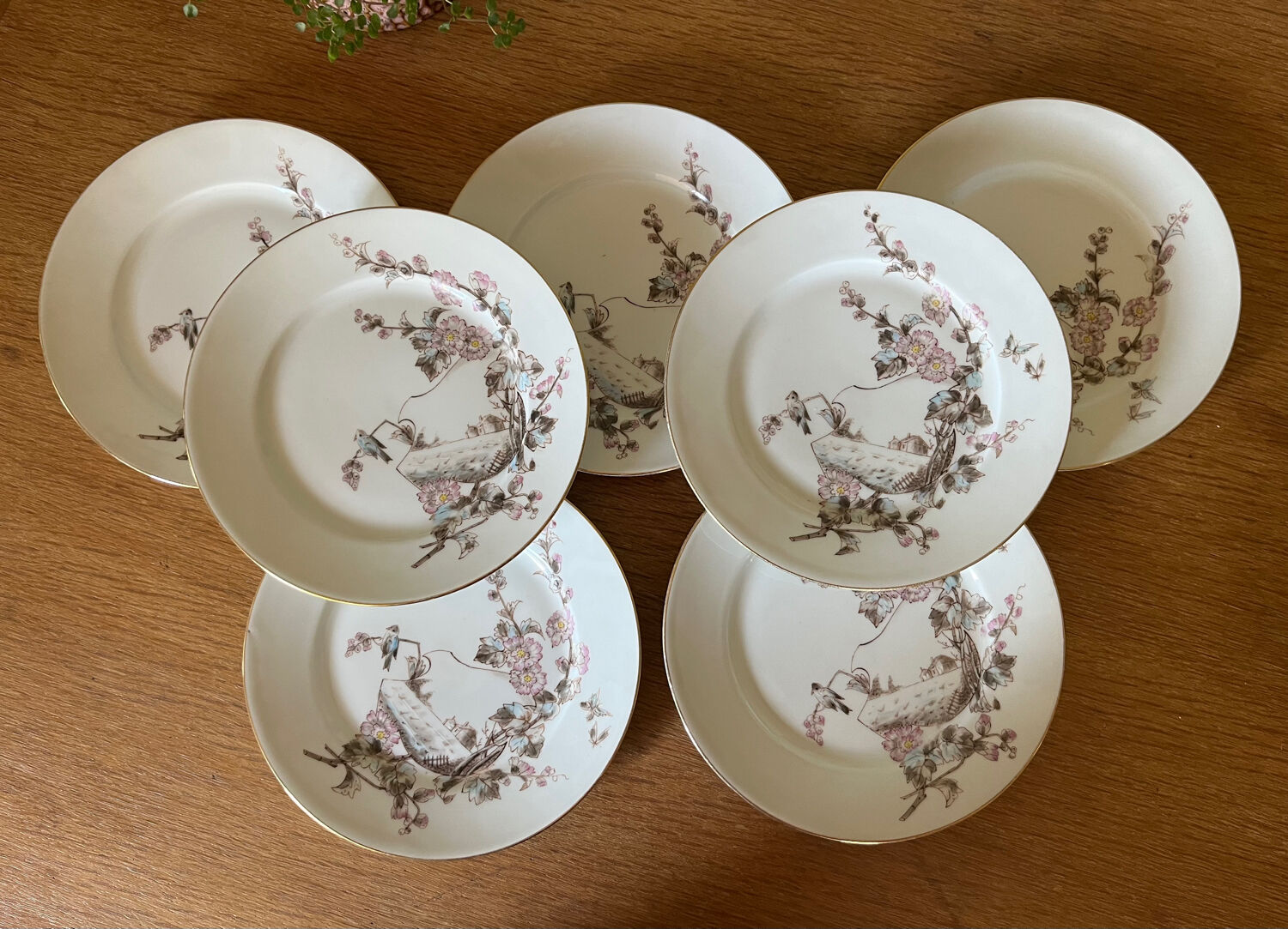 Assiettes à dessert peintes main