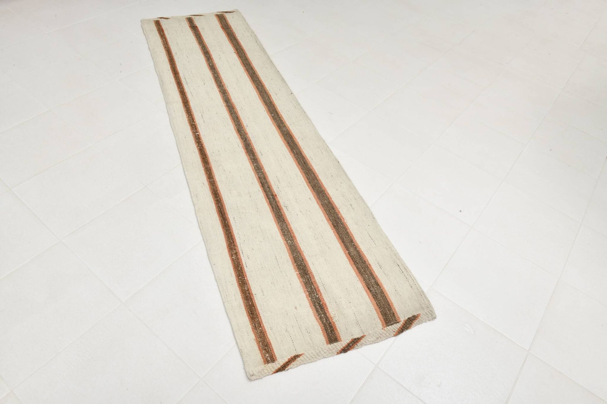 Tapis Kilim marron et beige 2x8, 71x260 cm