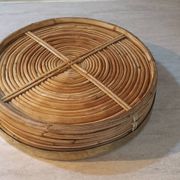 Bauhaus rattan tray with gilded brass edge, G. Crespi