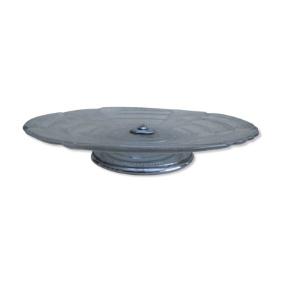 Coupe sur pied  en verre pressé dépoli et verre transparent- pied chromé