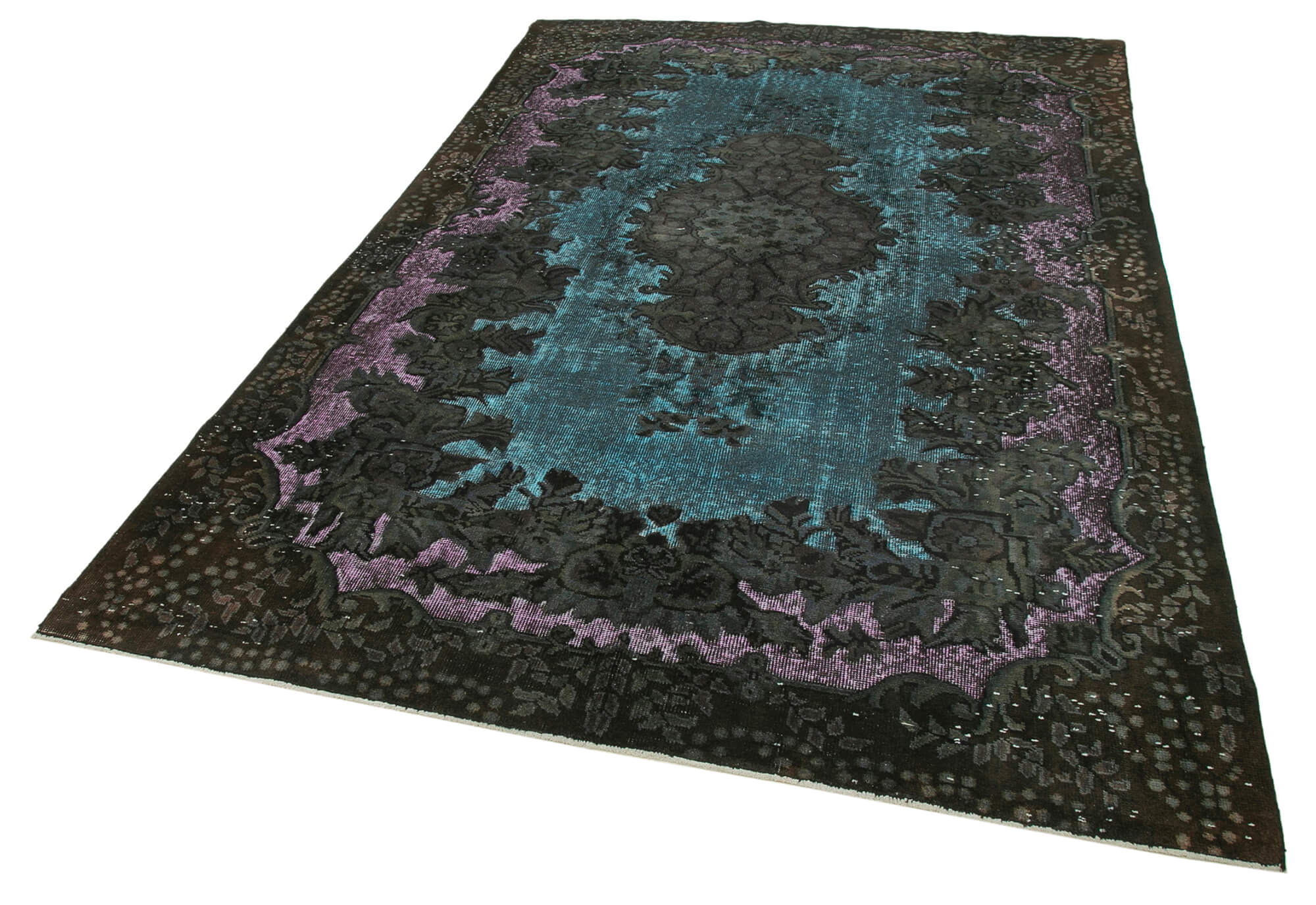 Handmade carved anatolian 1970s 187 cm x 288 cm brown rug