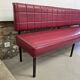 1960s double bistro bench in buttoned burgundy red skai