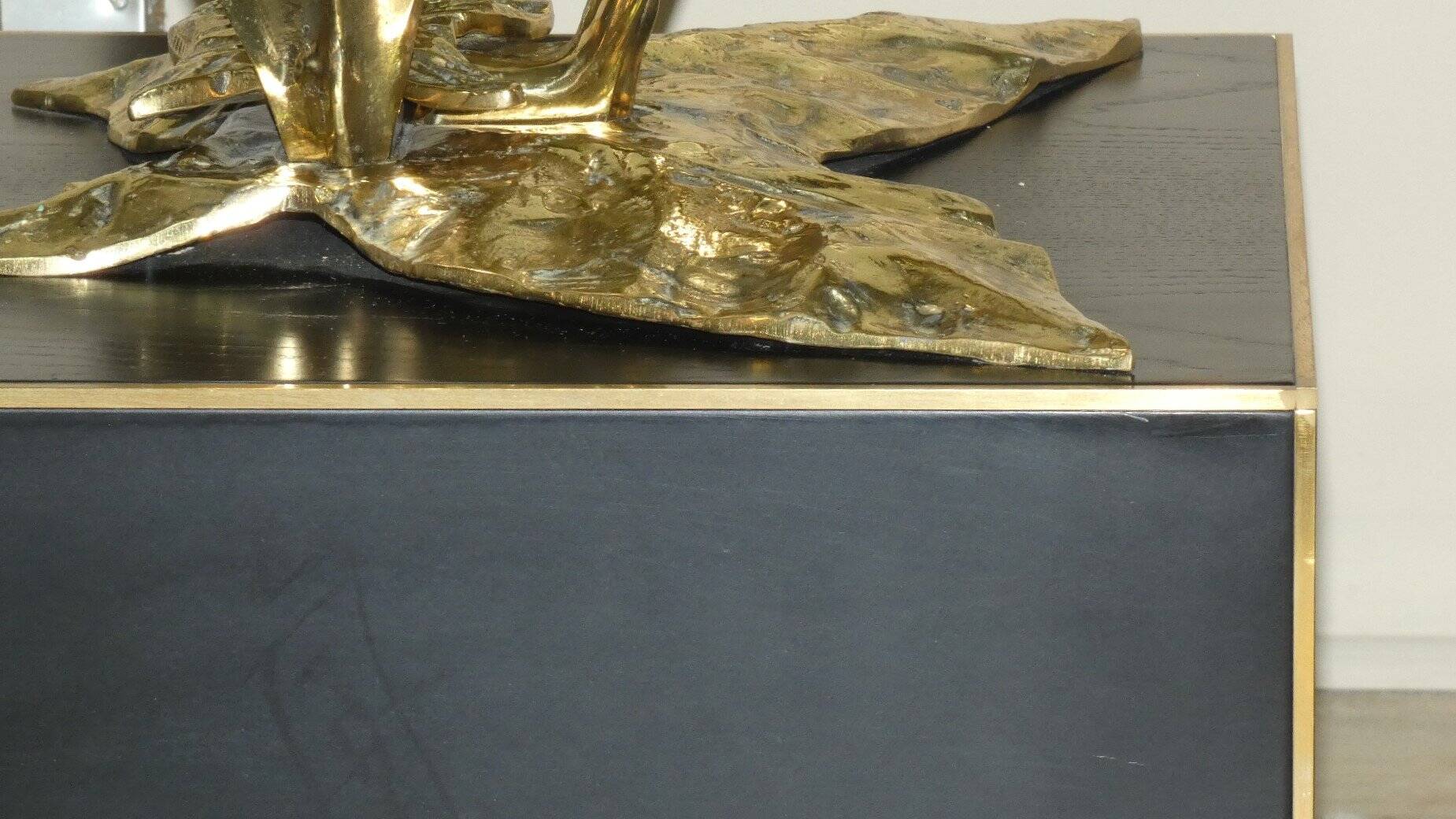 Bronze, brass and crystal table by Gianni Versace for Versace Home, Italy, 1980s.
