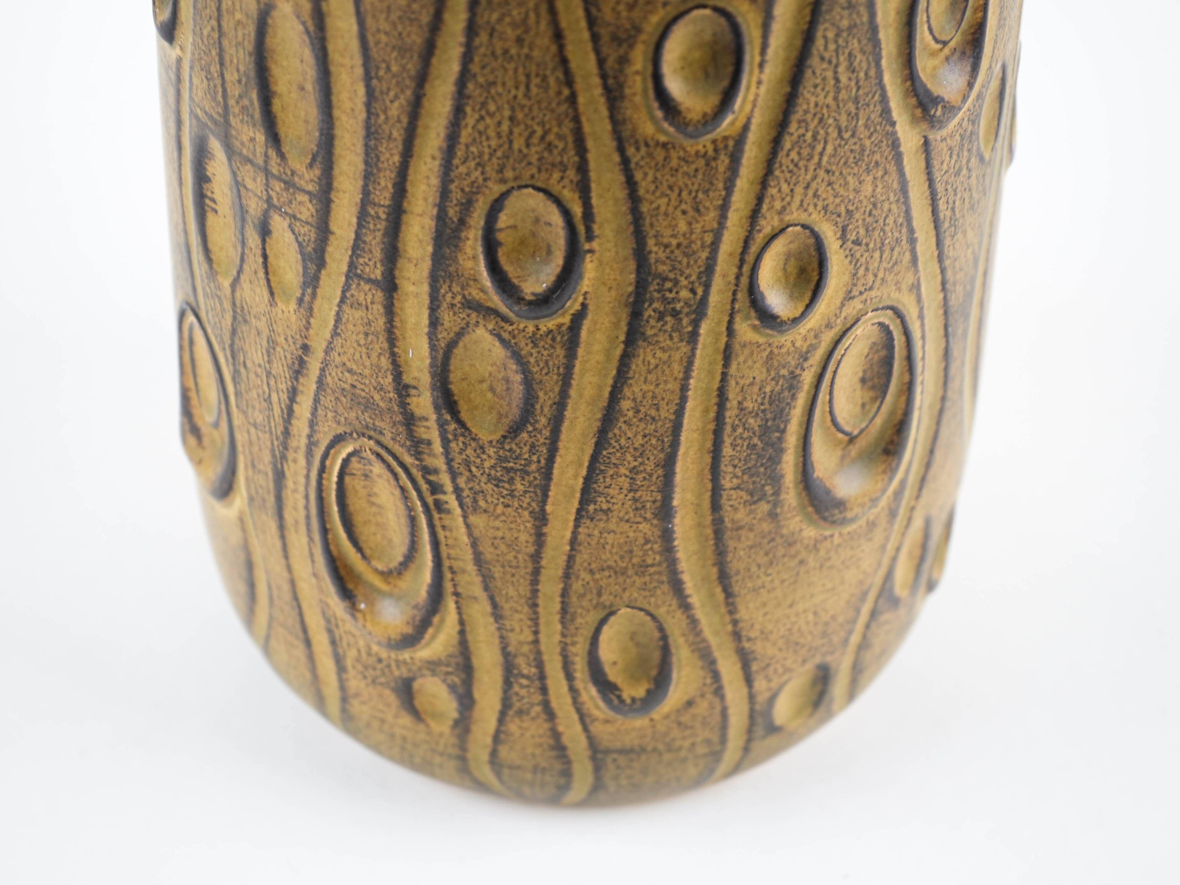 West German Fat Lava ceramic vase, glazed relief surface, 1970s