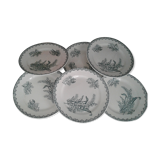 6 Flat asiiettes, Muguet decors.