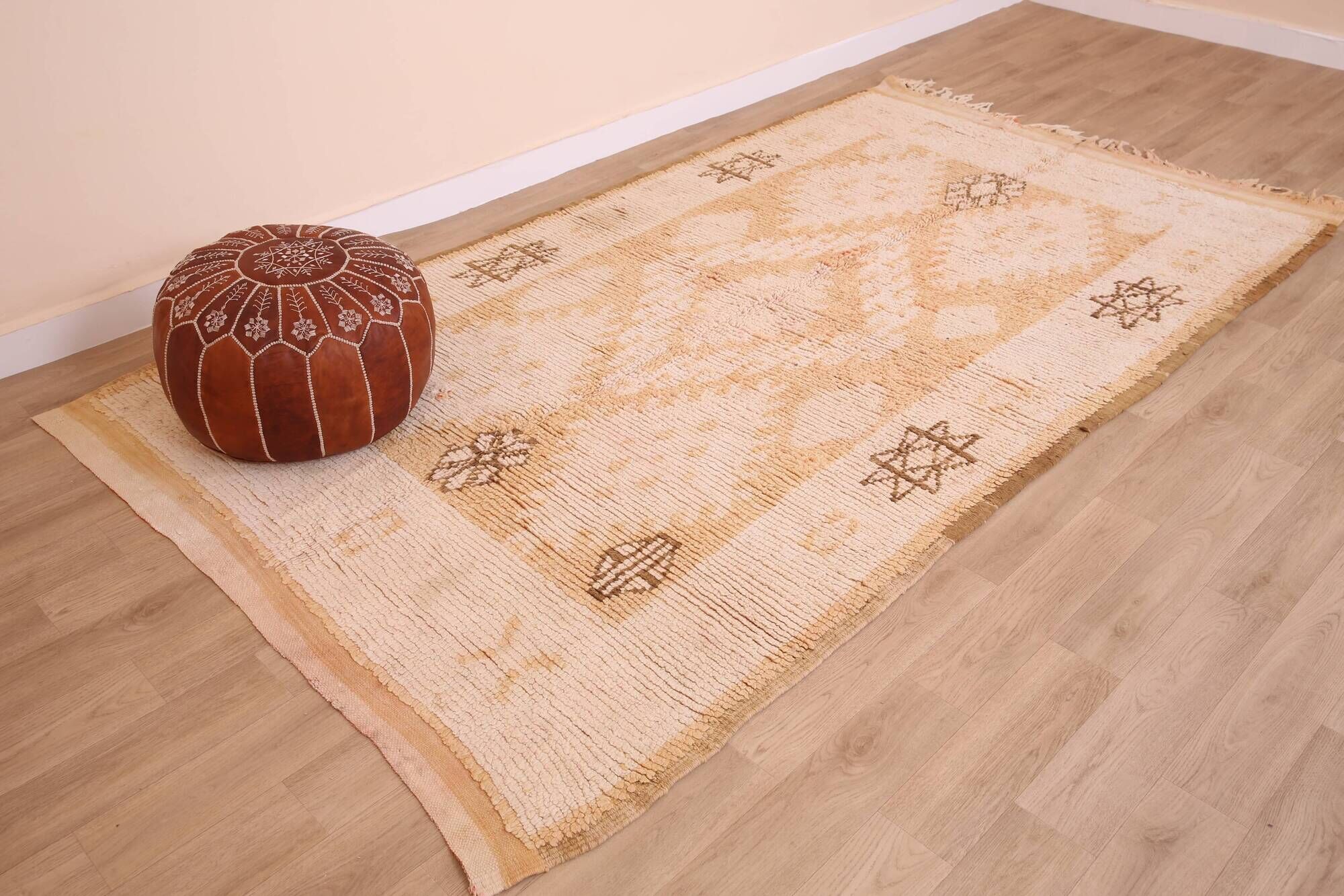 Yellow Vintage Moroccan Rug 159 x 282, Berber Wool Rug, Handmade Boho Rug