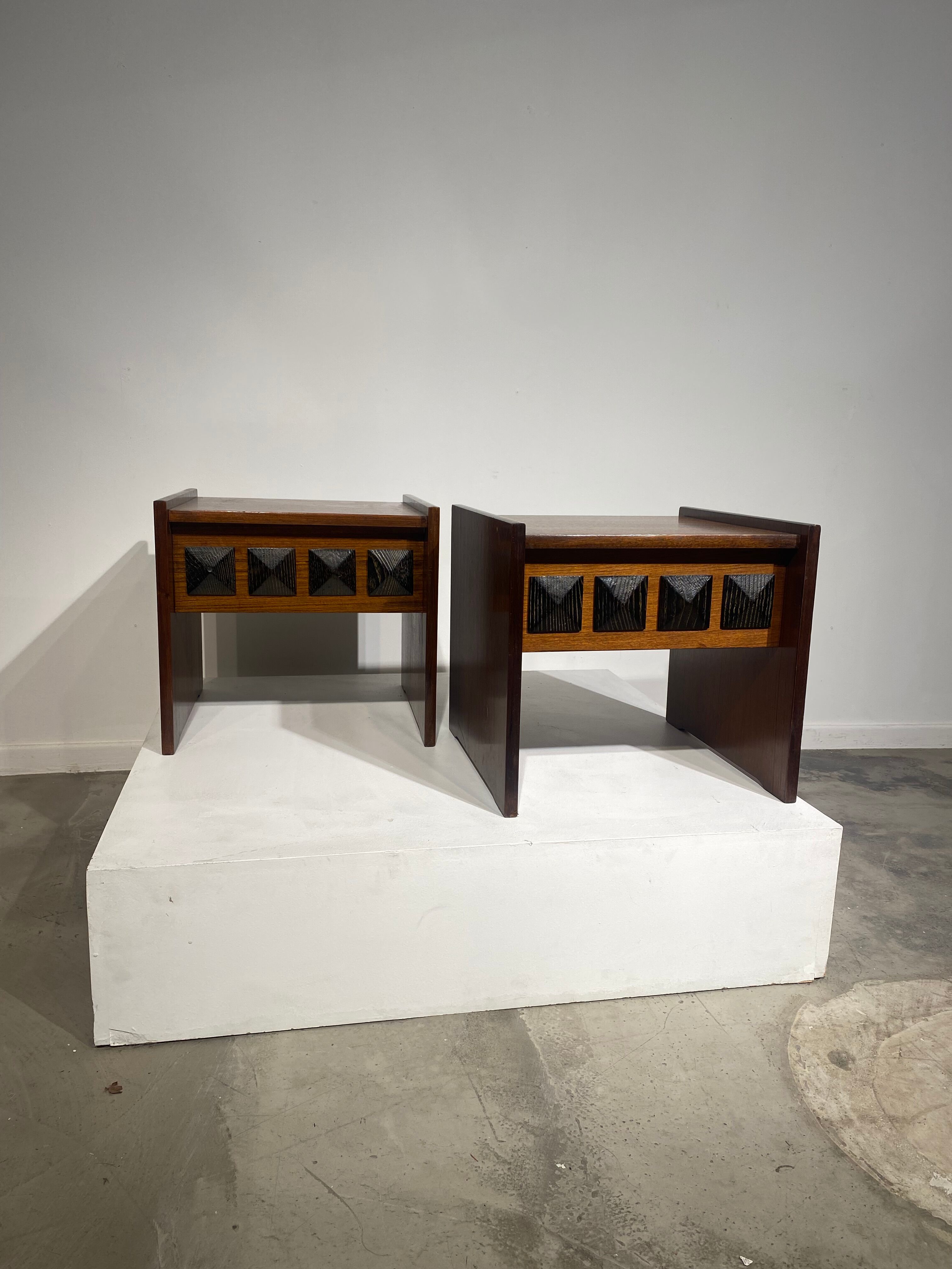 Pair of brutalist bedside tables