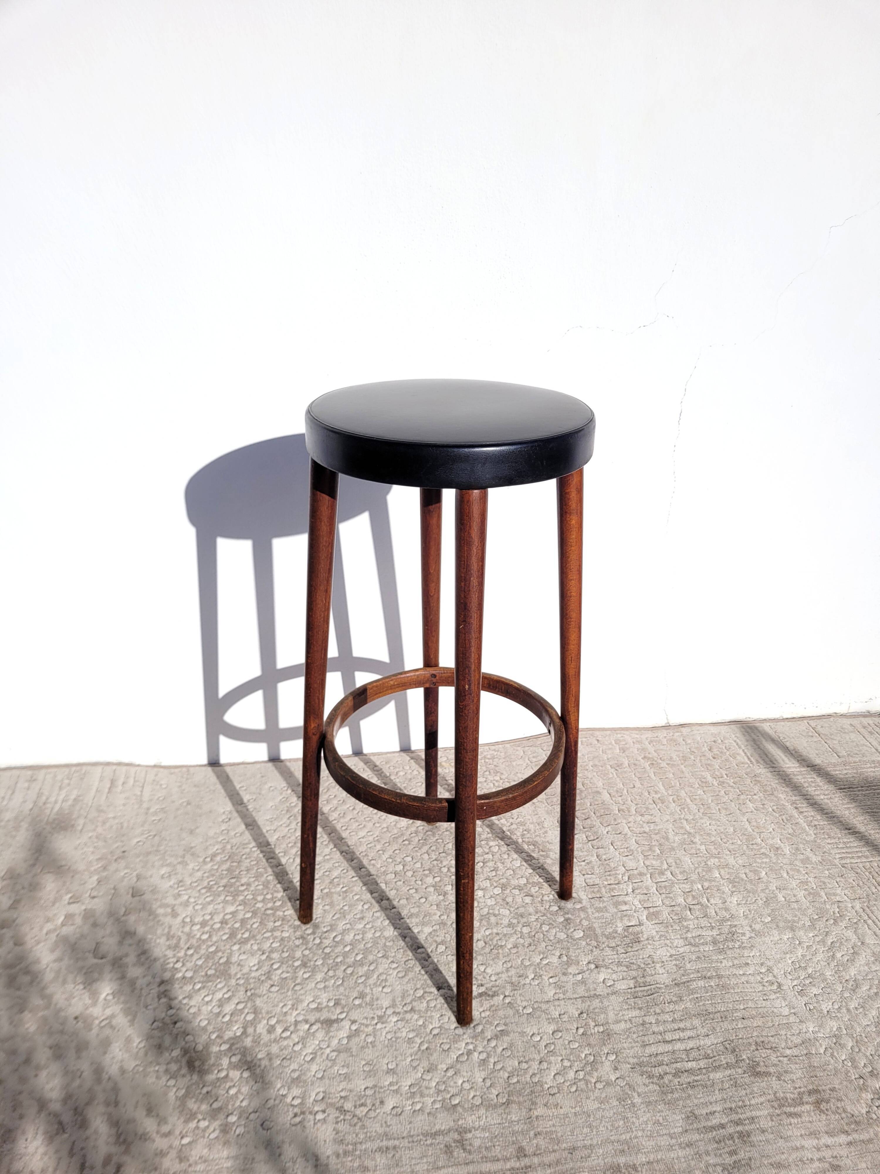High wood stool & black imitation