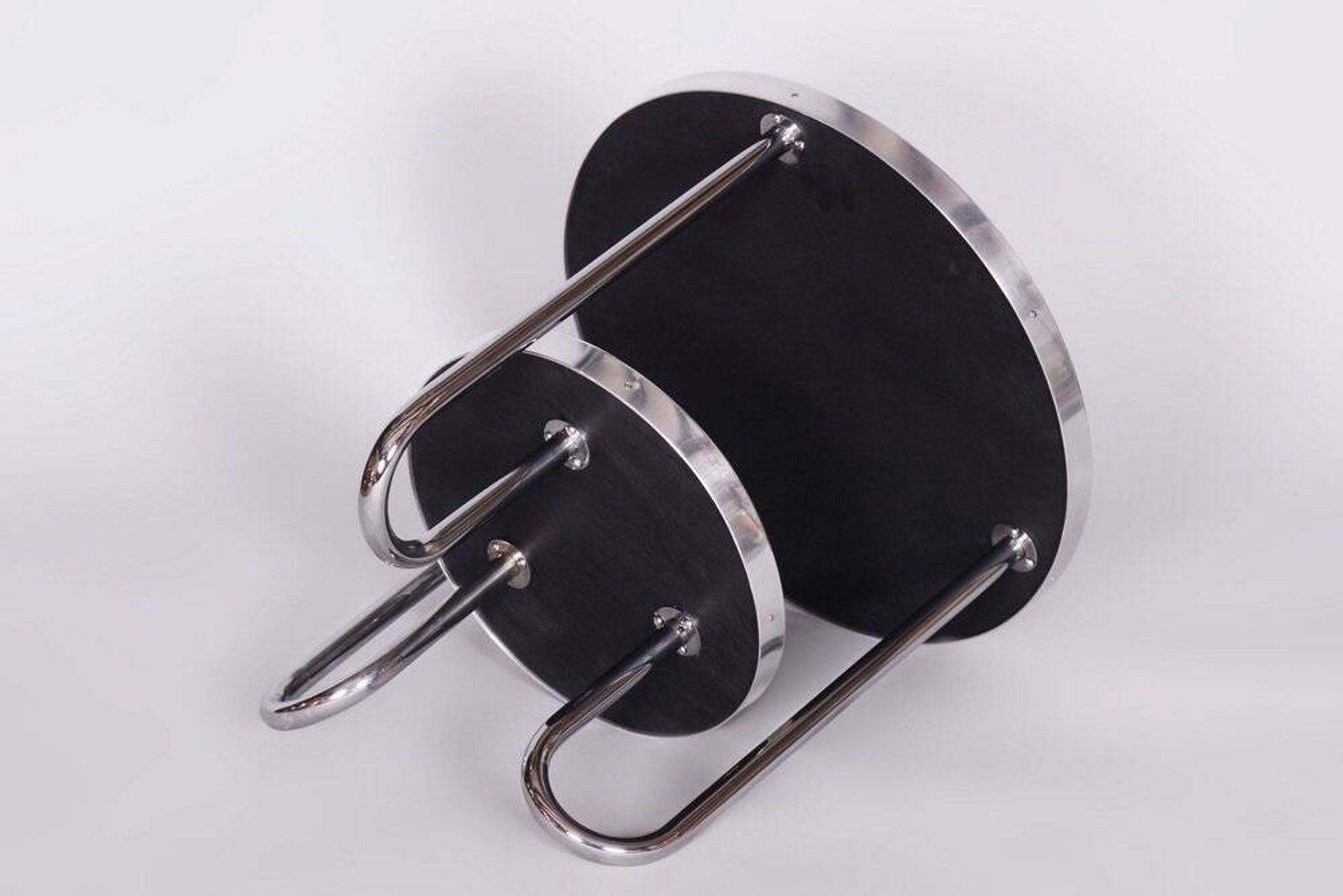 Small Czech Bauhaus Spruce and Chrome Side Table from Kovona, 1930s