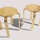 1990s IKEA Frosta Stools in the Style of Alvar Aalto, Gold Leaf Covered