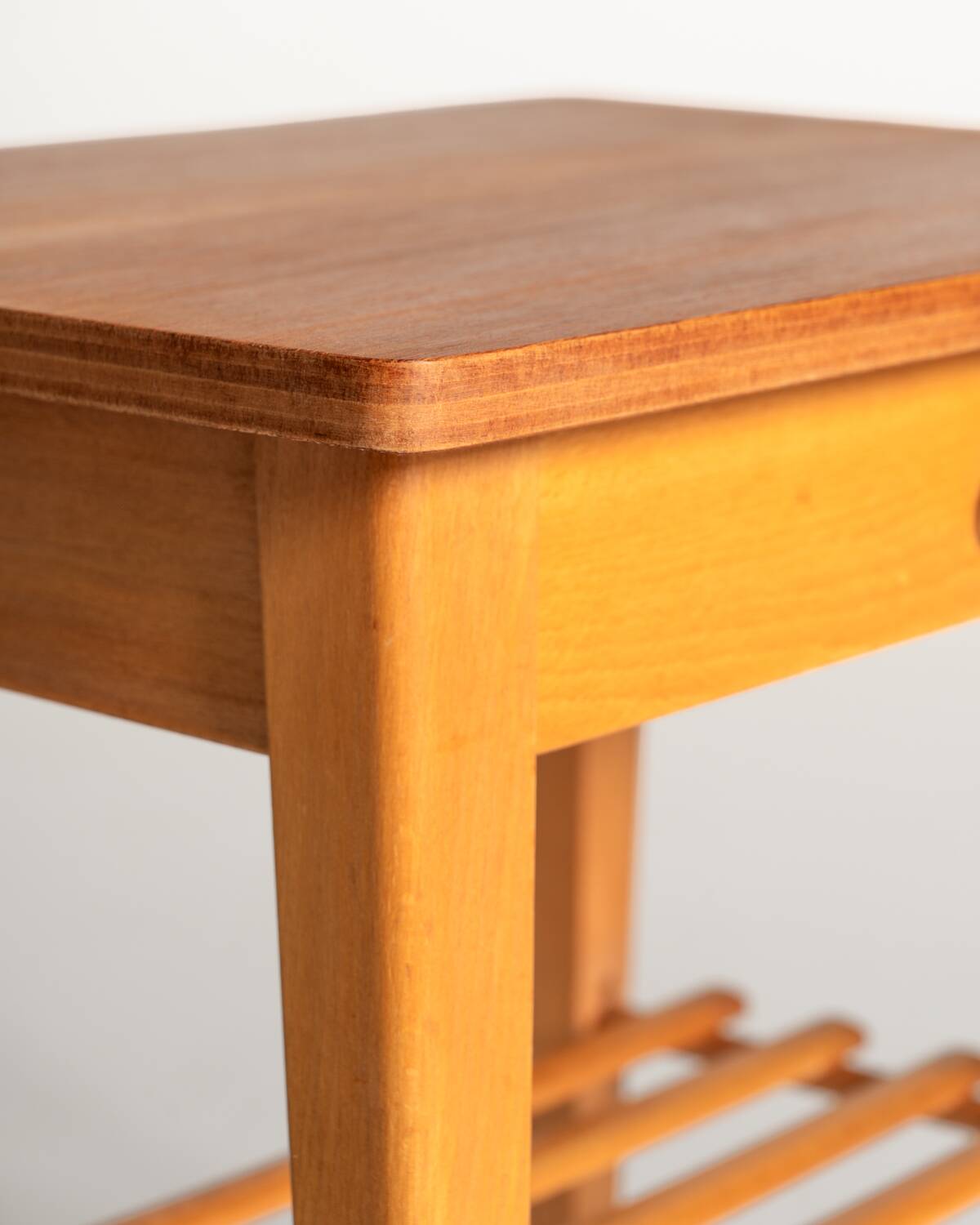 Scandinavian Birch Bedside Table, 1950s