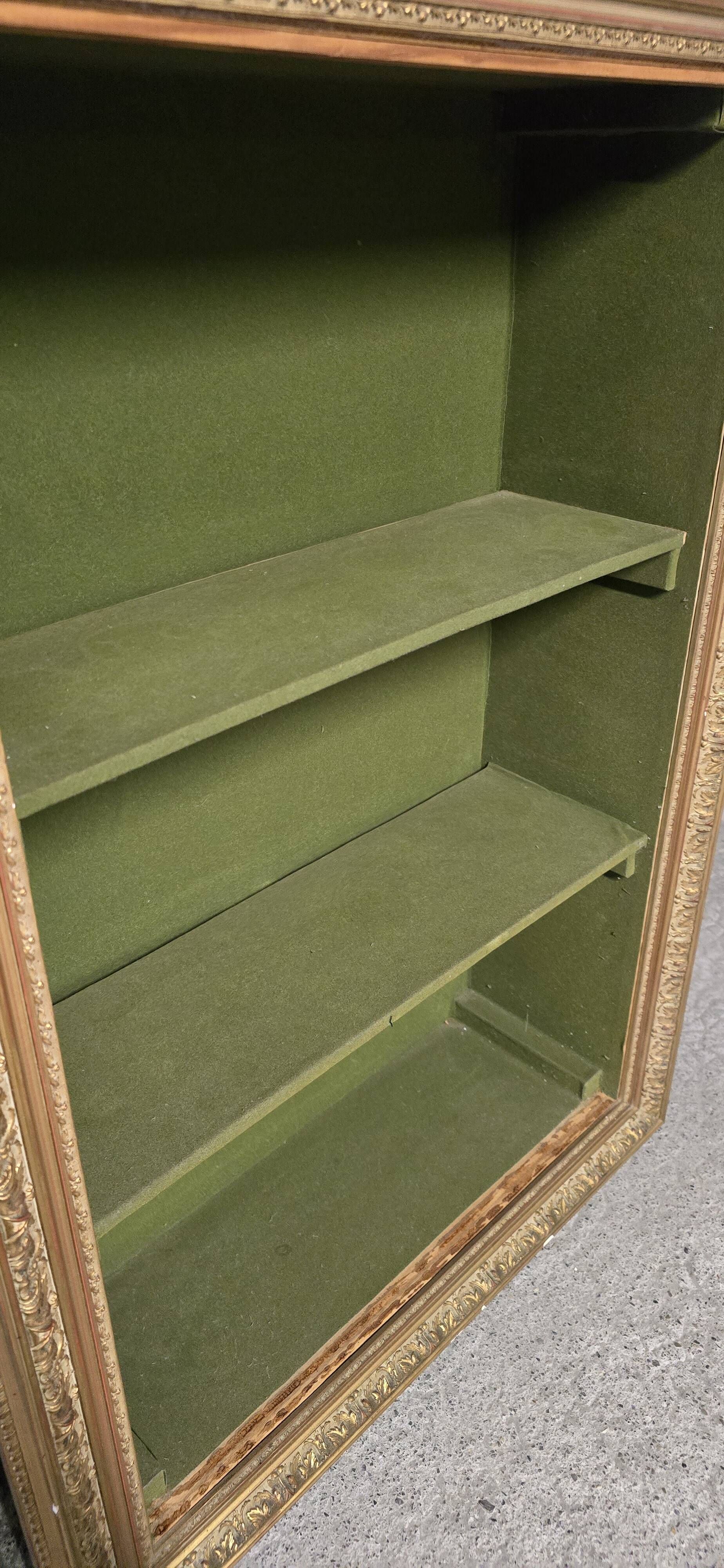 Vintage wall shelf with moulded gold frame – 74 × 106 cm