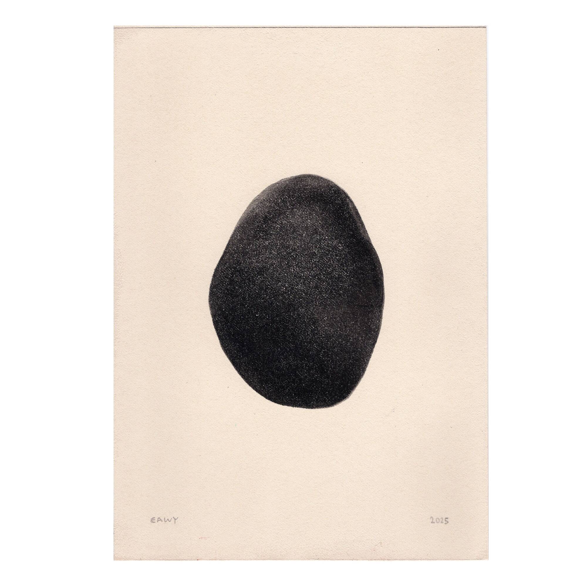 Painting on "pebble" black paper signed Eawy