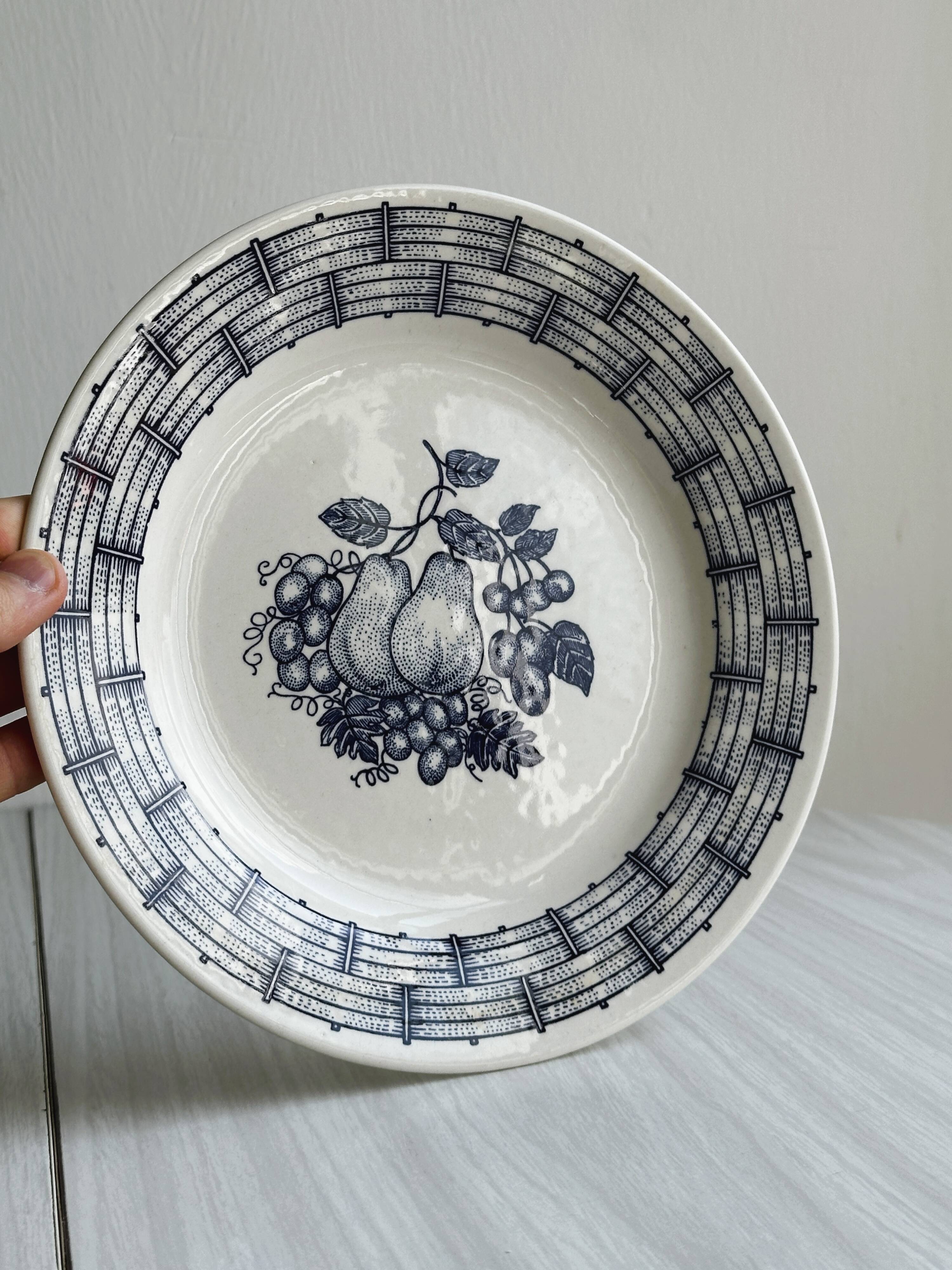 Vintage porcelain plate with fruit pattern
