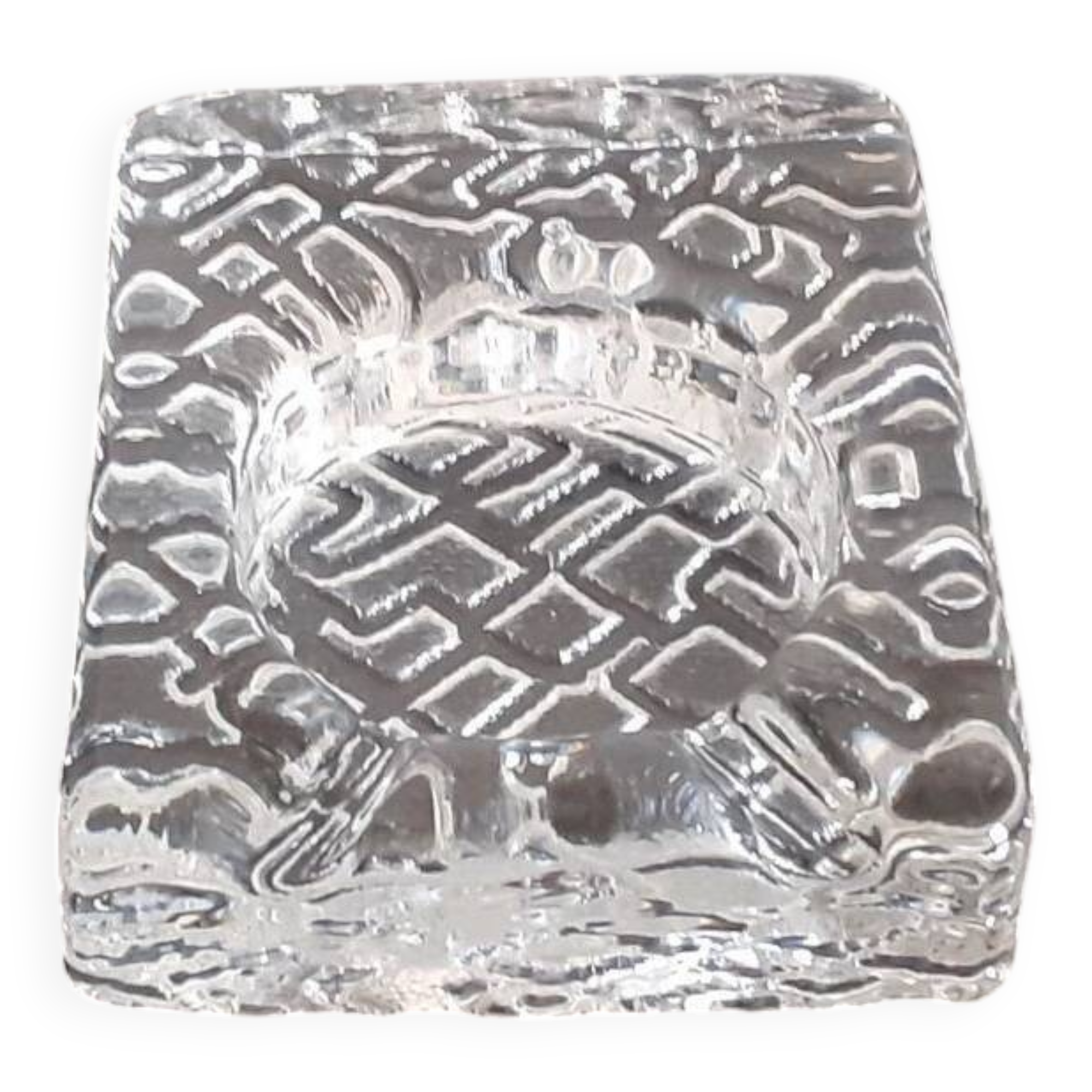 vintage 858g crystal ashtray / pressed mold