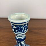 Blue & white floral candle holder by OUD, Delft, 1930/60