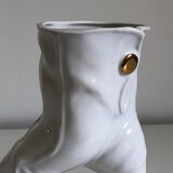 Surreal ceramic vase in the shape of a white glove by Leo Bonassera., 1970
